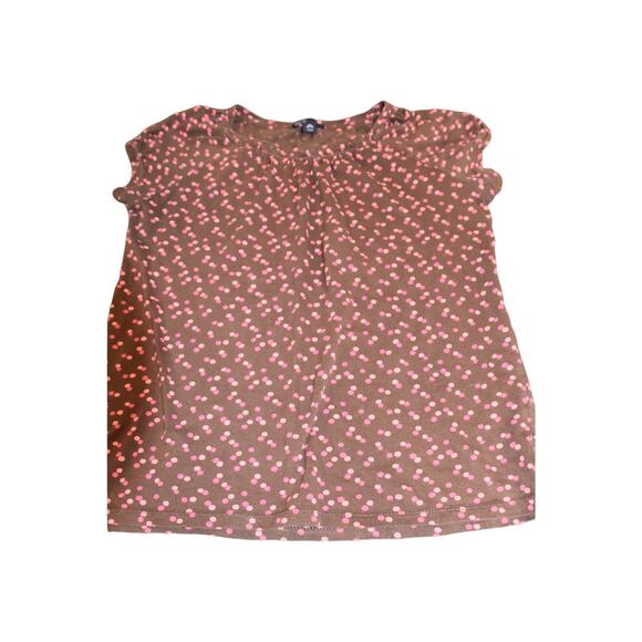 Gap Kids, Cap Sleeve Baby Doll Flutter Tee, Brown w/Pink Dots, EGU, XXL 14-16 - Picture 1 of 5
